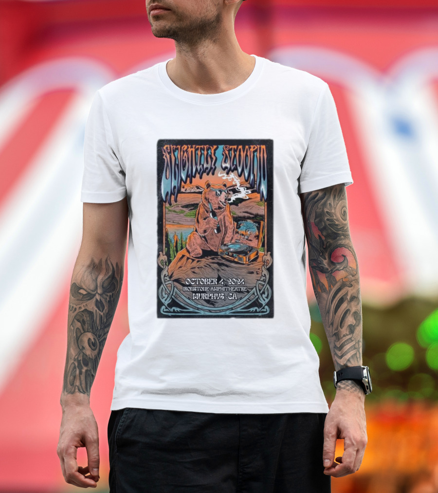 Slightly Stoopid Bear Smoking Vinyl Ironstone Amphitheatre October 4 2024 Murphys CA T-Shirt