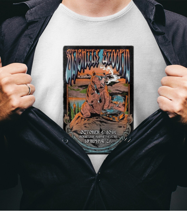 Slightly Stoopid Bear Smoking Vinyl Ironstone Amphitheatre October 4 2024 Murphys CA T-Shirt