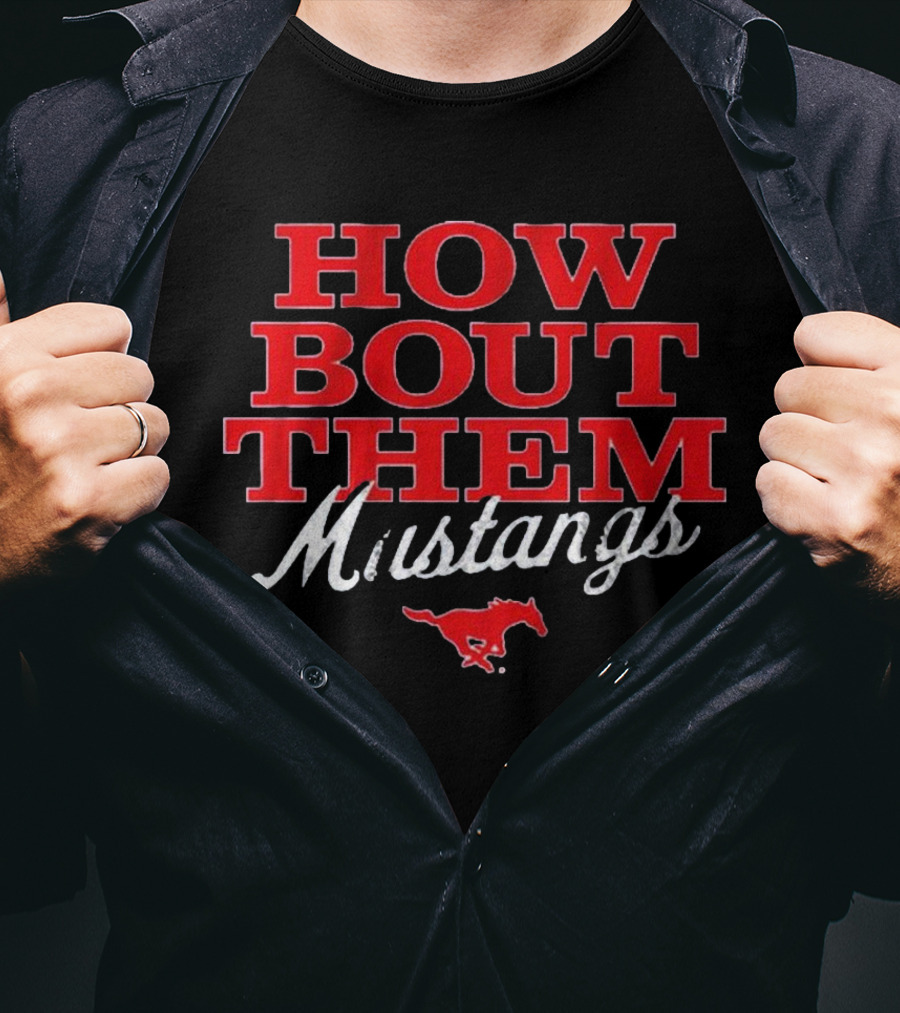 SMU Football How Bout Them Mustangs Red Mustang T-Shirt