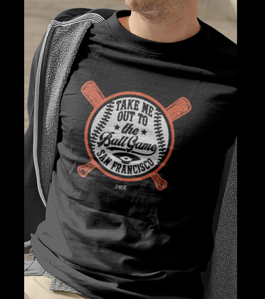 Take Me Out To The Ball Game San Francisco Baseball Crossed Bats T-Shirt