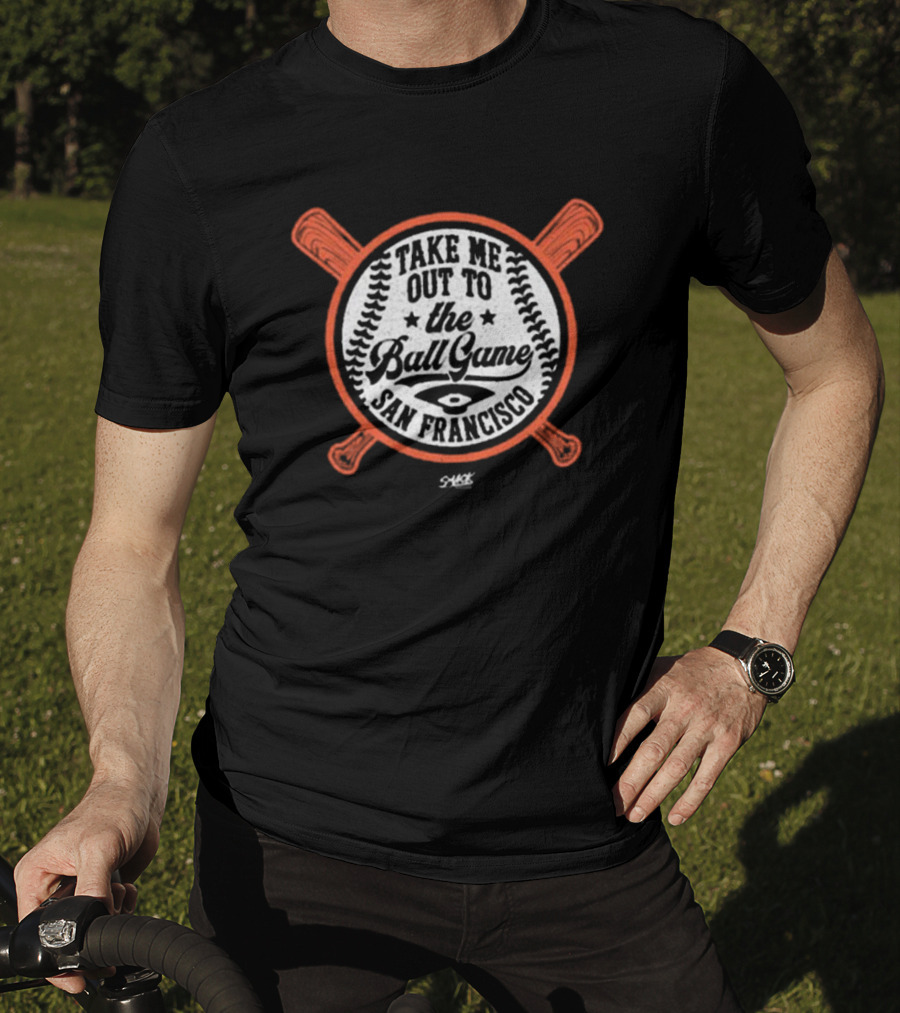 Take Me Out To The Ball Game San Francisco Baseball Crossed Bats T-Shirt