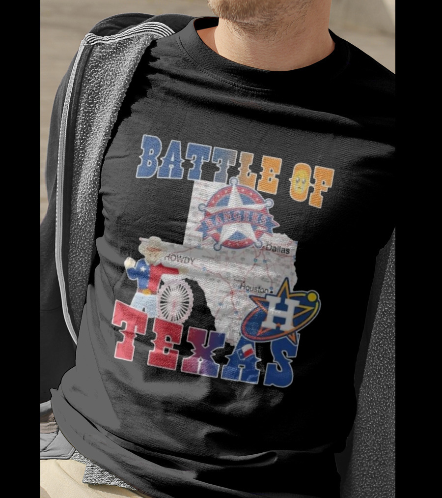 Battle Of Texas Rangers Astros Map T-Shirt