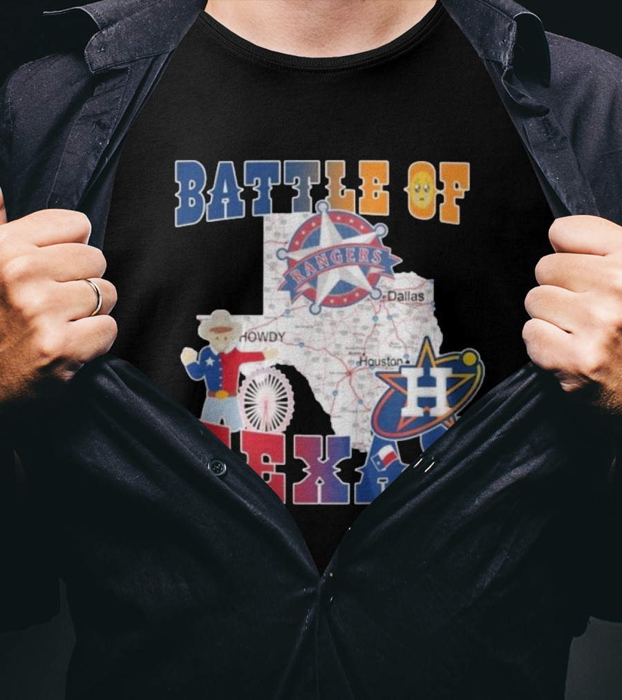 Battle Of Texas Rangers Astros Map T-Shirt