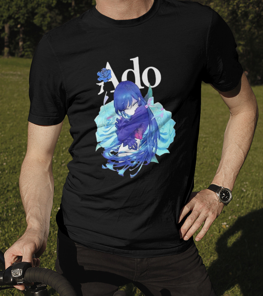 Ado Roses Pose Blue Hair Art Japanese Singer Anime T-Shirt