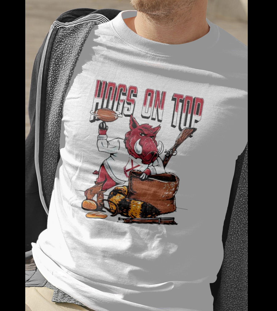Hogs On Top Arkansas Razorbacks Football T-Shirt