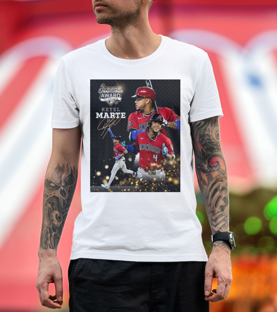 Ketel Marte Arizona Diamondbacks 2024 Hank Aaron Award Nominee Signature Collection T-Shirt