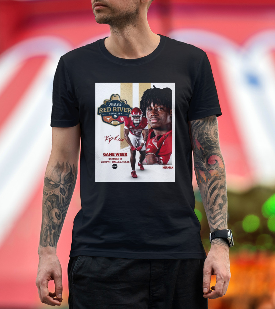 Allstate Red River Rivalry Texas Longhorns vs. Oklahoma Sooners Game Week October 12 Dallas 2:30 PM Signature Norman T-Shirt