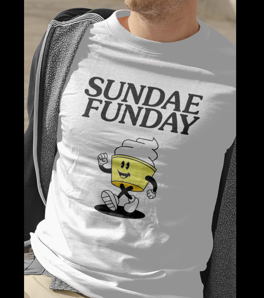 Sundae Funday Smiley Face Walking Ice Cream Cup T-Shirt
