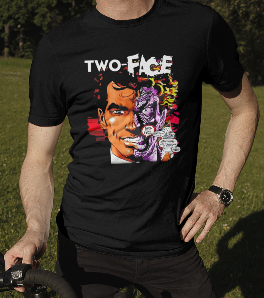 TWO-FACE DC Comics Character Split Face Villain Text Bubble T-Shirt
