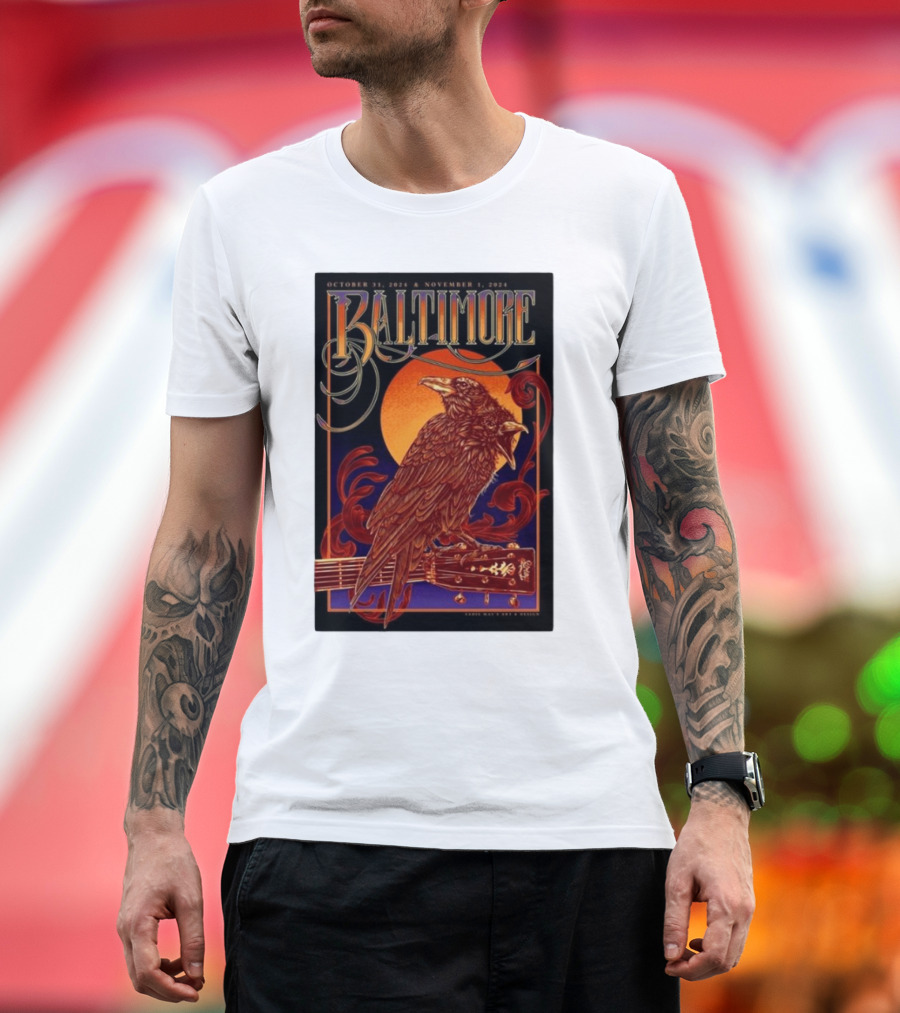 Baltimore October 31 November 1 2024 Sadie Mays Raven and Guitar T-Shirt