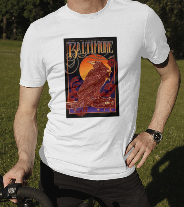 Baltimore October 31 November 1 2024 Sadie Mays Raven And Guitar T-Shirt