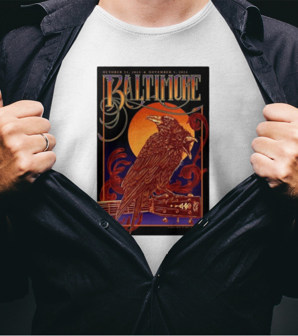 Baltimore October 31 November 1 2024 Sadie Mays Raven And Guitar T-Shirt