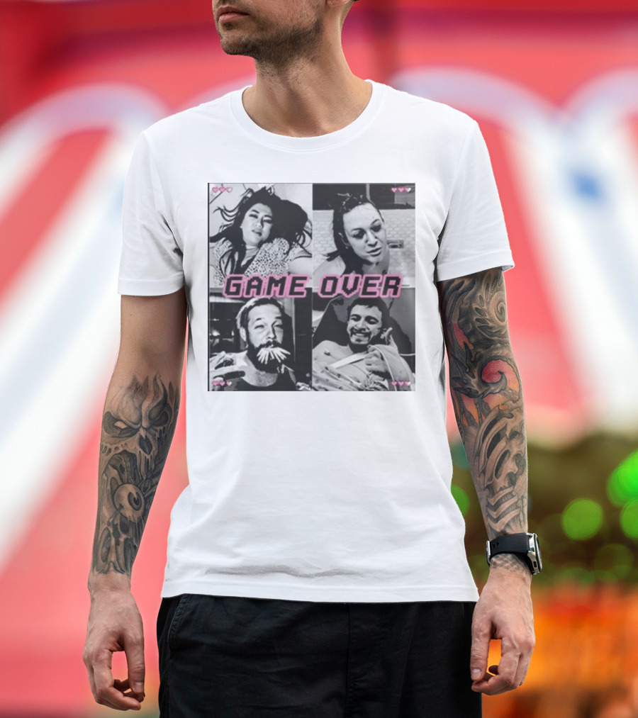 Basically Unfiltered Game Over Gaming Love Hearts T-Shirt