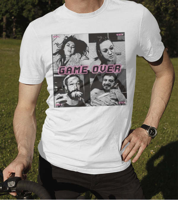 Basically Unfiltered Game Over Gaming Love Hearts T-Shirt