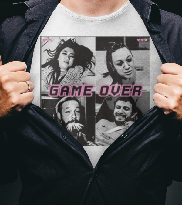 Basically Unfiltered Game Over Gaming Love Hearts T-Shirt