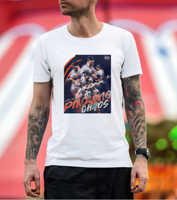 Premium T-Shirt: Detroit Tigers Pitching Chaos MLB 2024 ALDS Road to Greatness T-Shirt Detroit Tigers Pitching Chaos MLB 2024 ALDS Road to Greatness T-Shirt