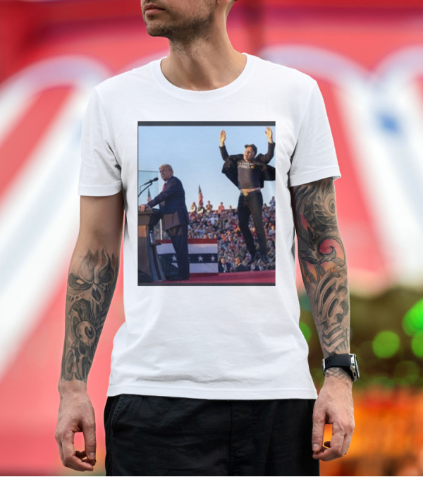 Premium T-Shirt: Elon Musk Donald Trump Occupy Mars MAGA Rally Scene T-Shirt Elon Musk Donald Trump Occupy Mars MAGA Rally Scene T-Shirt