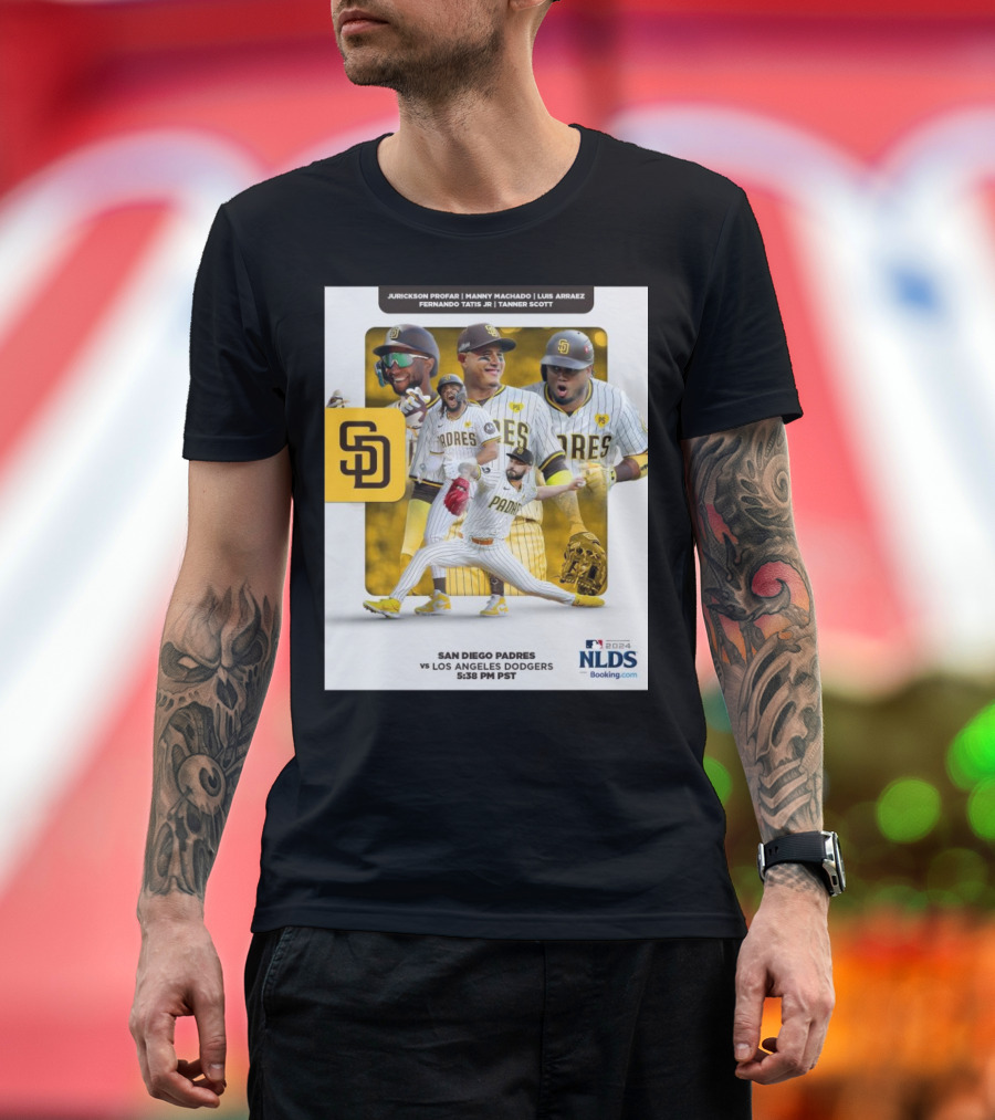 Jurickson Profar Manny Machado Luis Arraez Fernando Tatis Jr Tanner Scott San Diego Padres vs Los Angeles Dodgers MLB 2024 NLDS 5:38 PM PST T-Shirt