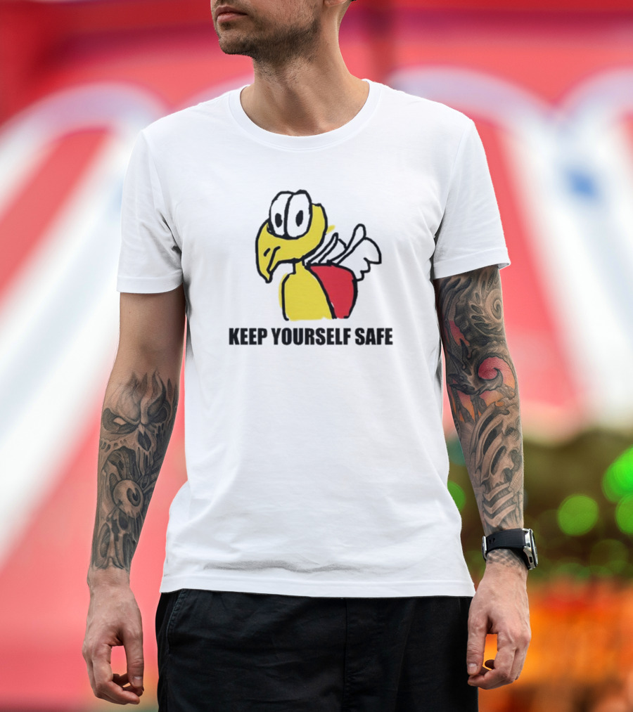 KEEP YOURSELF SAFE Yellow Bird Drawing T-Shirt