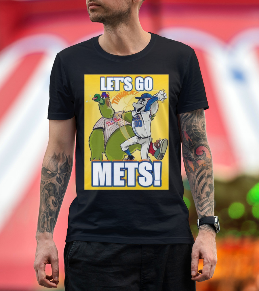 LET'S GO METS NEW YORK METS VS PHILADELPHIA PHILLIES MLB 2024 MASCOTS THWACK METS T-Shirt