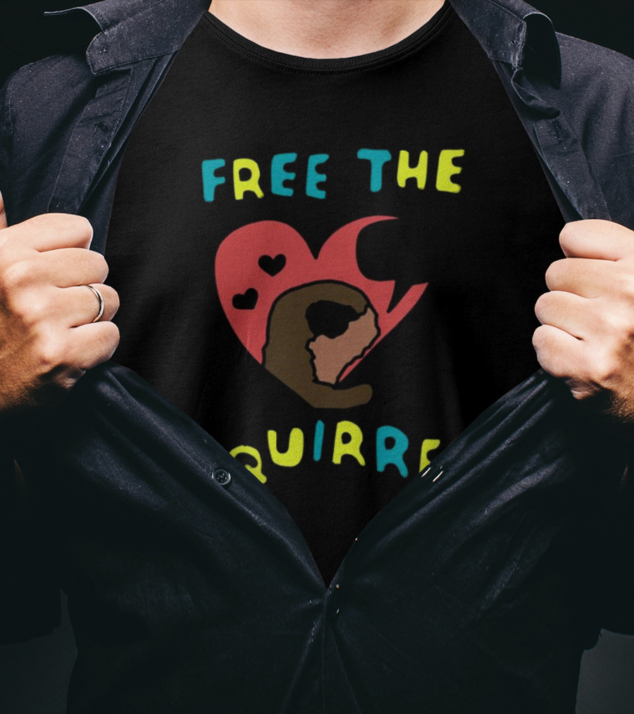 Free The Squirrel I Like Trains Heart Speech Bubble T-Shirt