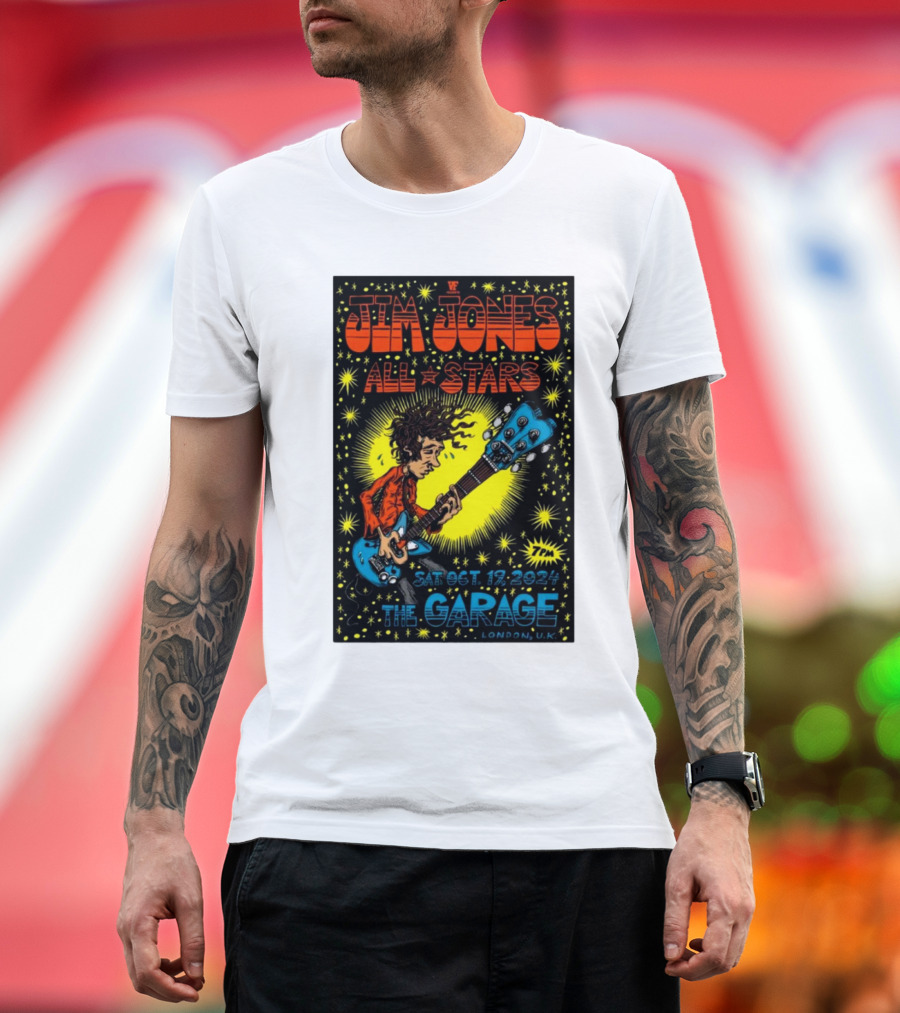 Jim Jones All Stars Live at The Garage London UK Oct 19 2024 Concert Poster with Guitarist T-Shirt