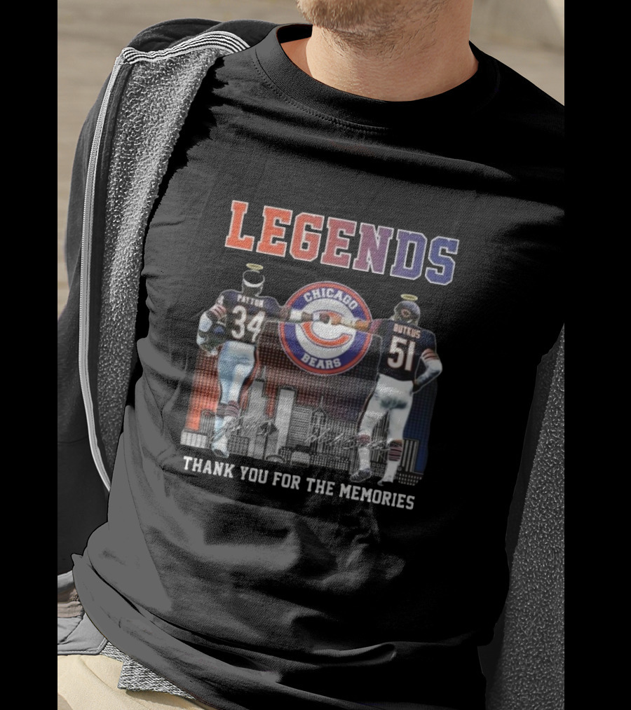 LEGENDS Chicago Bears Payton Butkus Thank You For The Memories Signatures T-Shirt