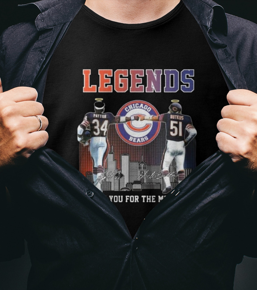 LEGENDS Chicago Bears Payton Butkus Thank You For The Memories Signatures T-Shirt