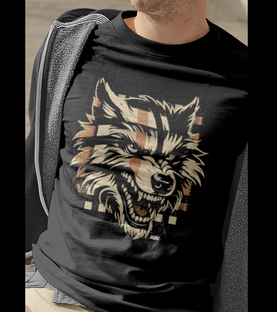 Mjf Lone Wolf NEU Wolf Head Vintage Checkered T-Shirt