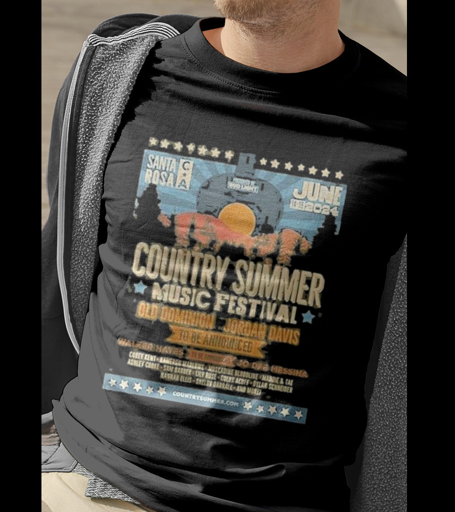 Santa Rosa Country Summer Music Festival Old Dominion Jordan Davis June 14-16 T-Shirt
