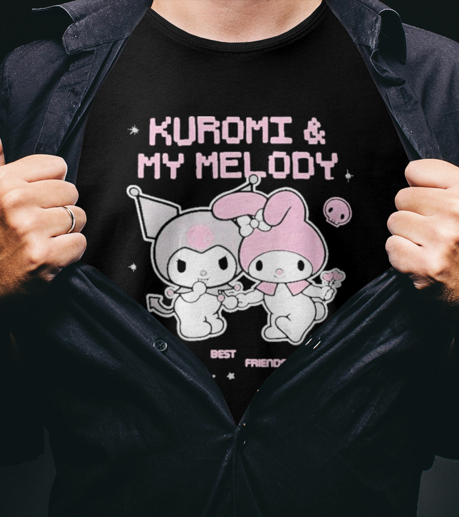 Kuromi And My Melody Best Friends Forever Skull Cute And Heart T-Shirt