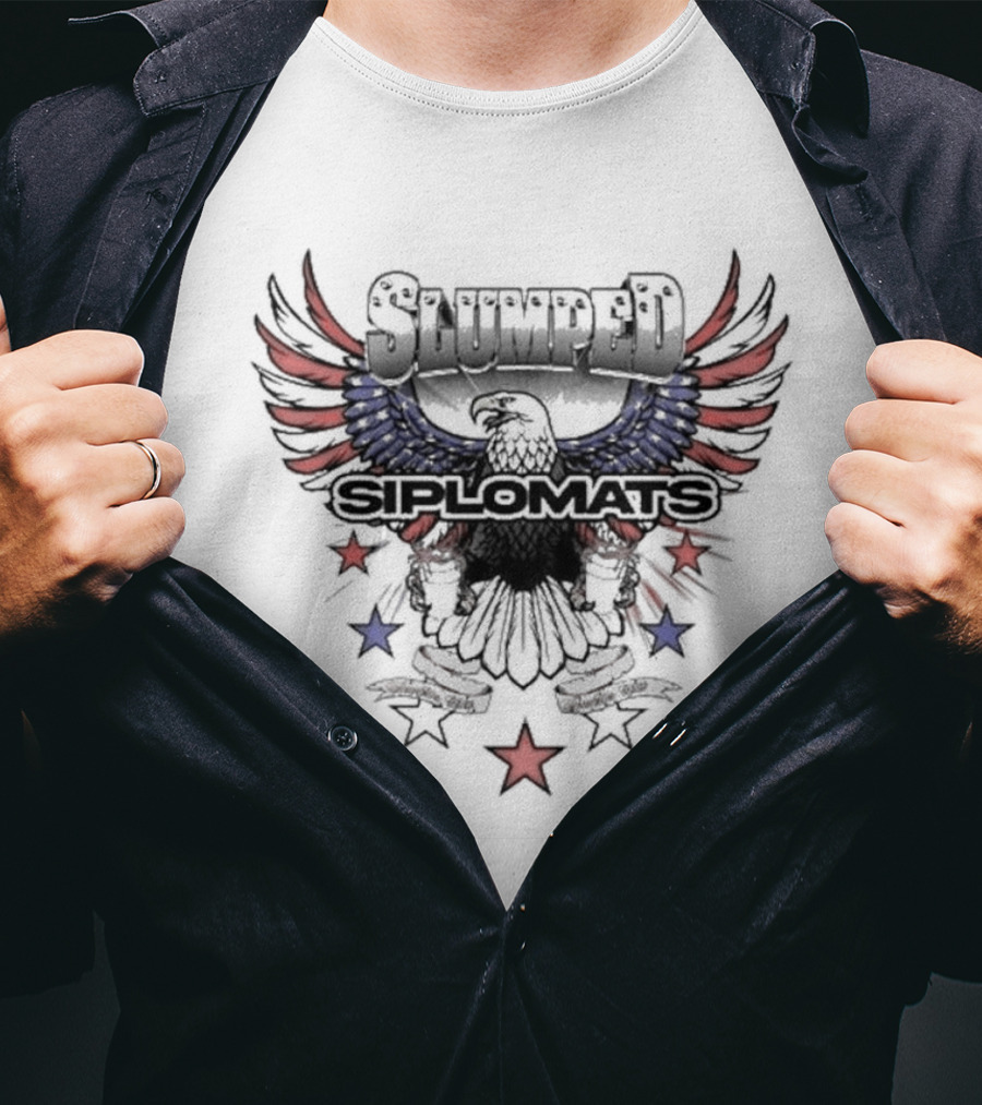 Slumped Siplomats Eagle Wings Red Blue Stars T-Shirt