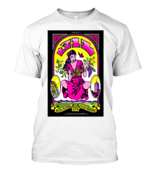 311 Fresno Fairgrounds October 9 2024 Poster With Woman Holding Grapes And California Icons T-Shirt