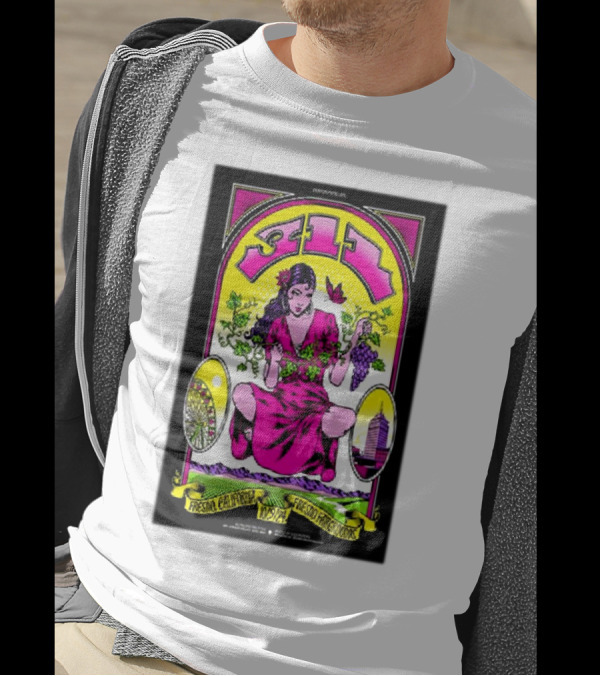 311 Fresno Fairgrounds October 9 2024 Poster With Woman Holding Grapes And California Icons T-Shirt