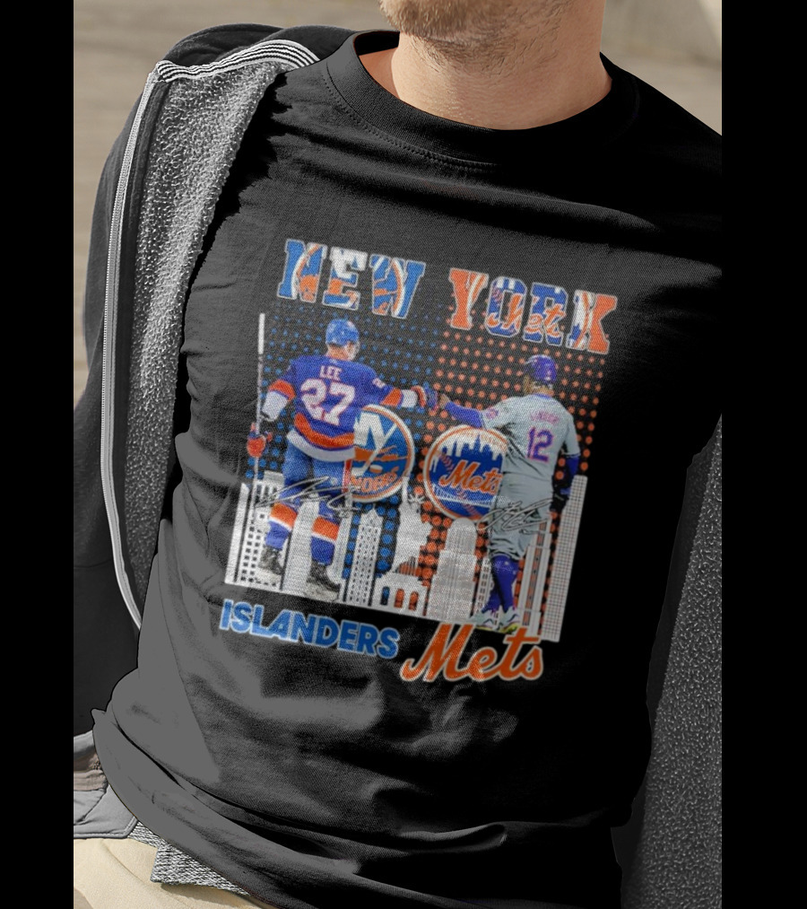 New York Islanders Mets Anders Lee Francisco Lindor Collaboration T-Shirt