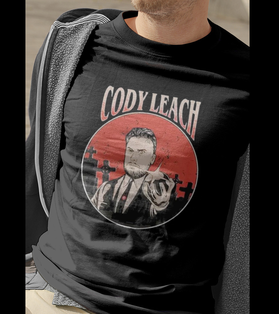 Cody Leach Red Background Graveyard Scene T-Shirt