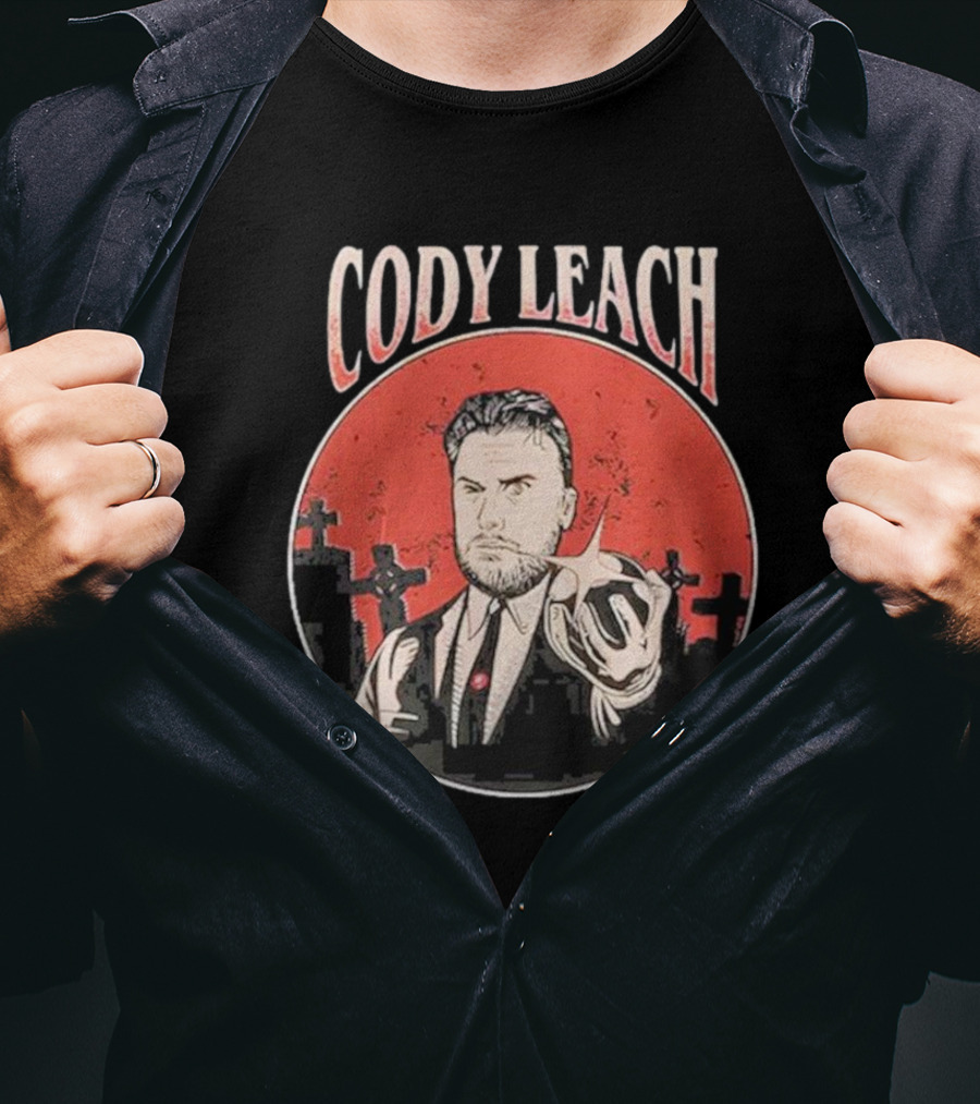 Cody Leach Red Background Graveyard Scene T-Shirt
