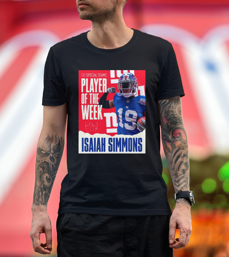 NFC Special Teams Player of the Week Isaiah Simmons New York Giants Signature T-Shirt