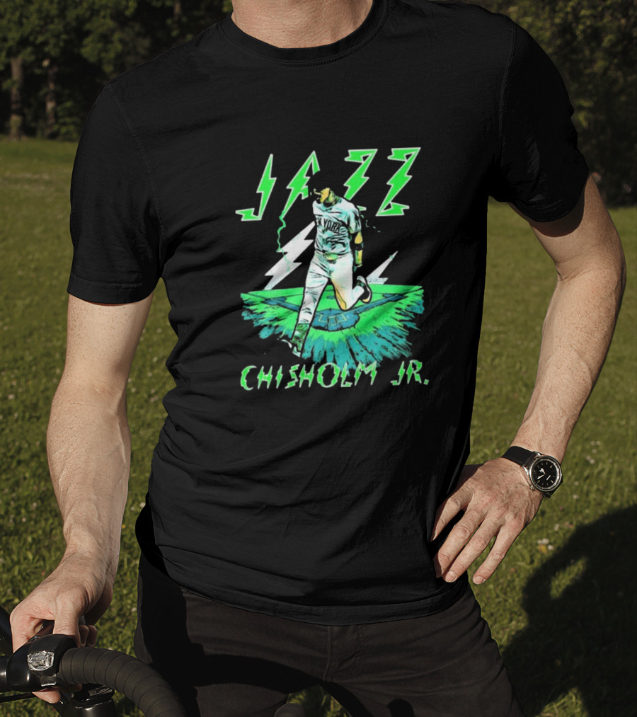 Jazz Chisholm Jr. New York Yankees Electric Green MLB Painting T-Shirt