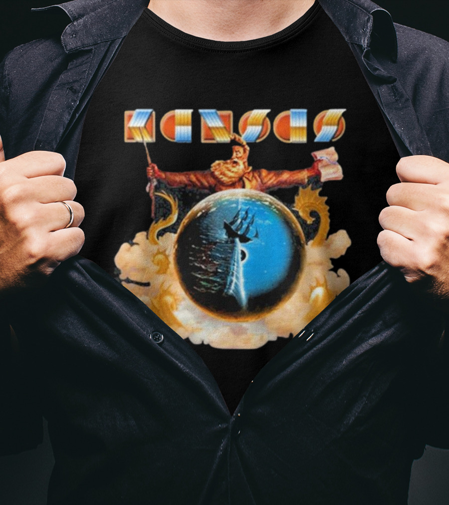 Kansas John Brown Nautical Ship In Storm Cloud Background T-Shirt