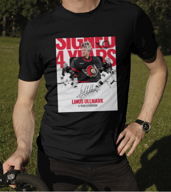 Linus Ullmark Signed Ottawa Senators 4-Year Extension Signature T-Shirt