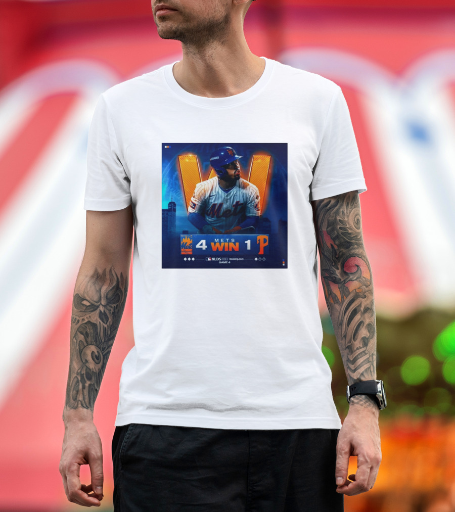Mets 4 Win 1 Phillies NLDS 2024 Game 4 New York Victory T-Shirt