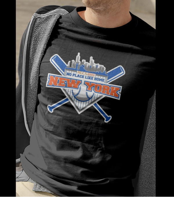 New York Mets No Place Like Home 2024 NLCS Baseball Skyline T-Shirt