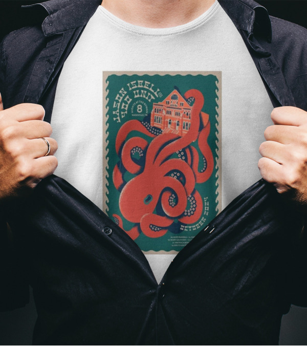 Jason Isbell And The 400 Unit At Ryman Auditorium Nashville October 8 2024 With Red Octopus T-Shirt