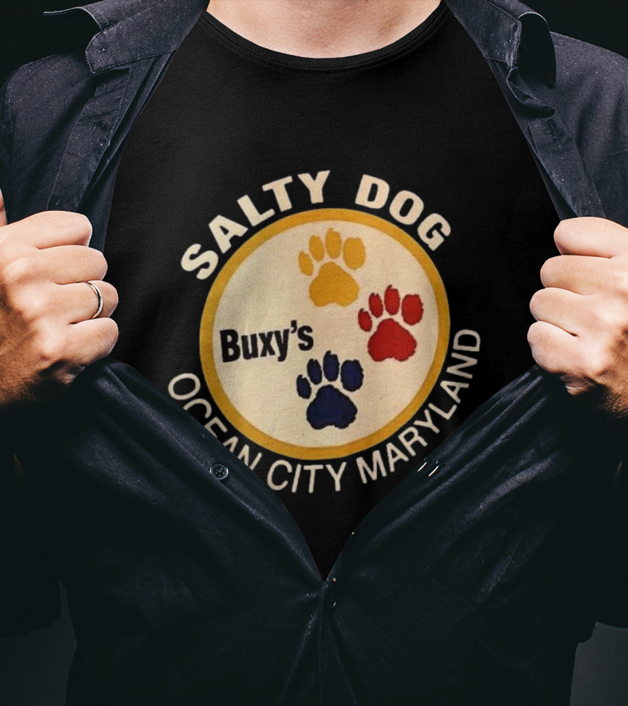 Salty Dog Buxy’s Ocean City Maryland Three Paw Prints T-Shirt