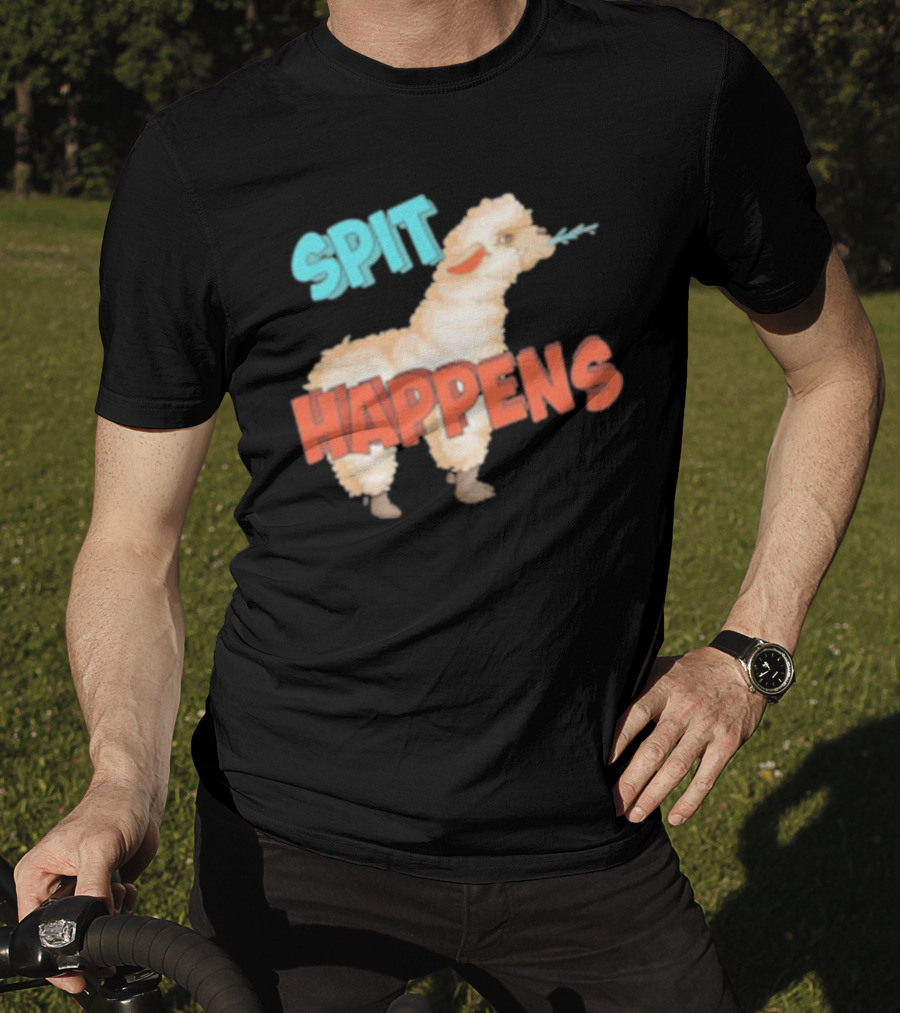 Spit Happens Llama Alpaca Chewing T-Shirt