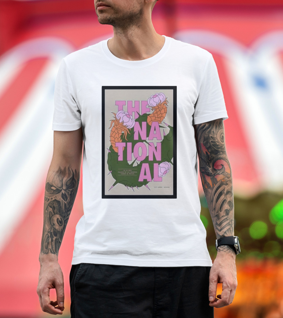 The National October 10 2024 Palacio De Los Deportes Mexico City Pink Floral and Thorn T-Shirt