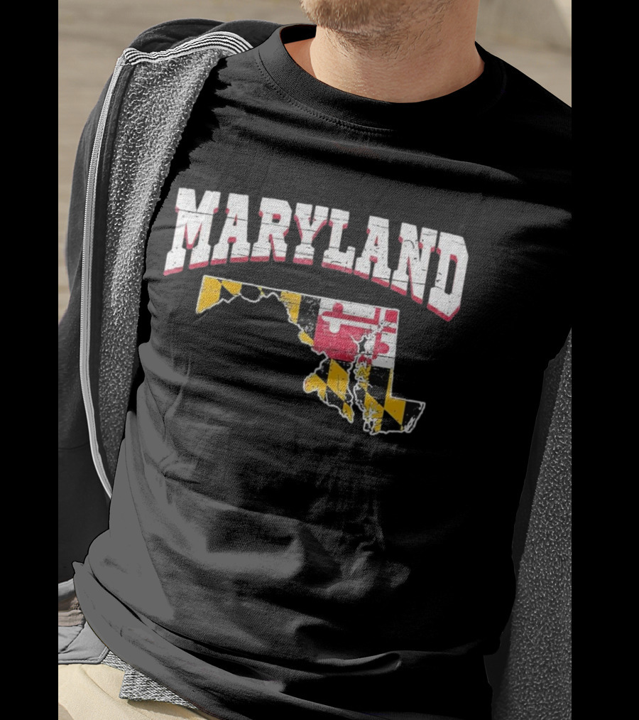 Maryland State Flag Map Proud Us Citizen America T-Shirt