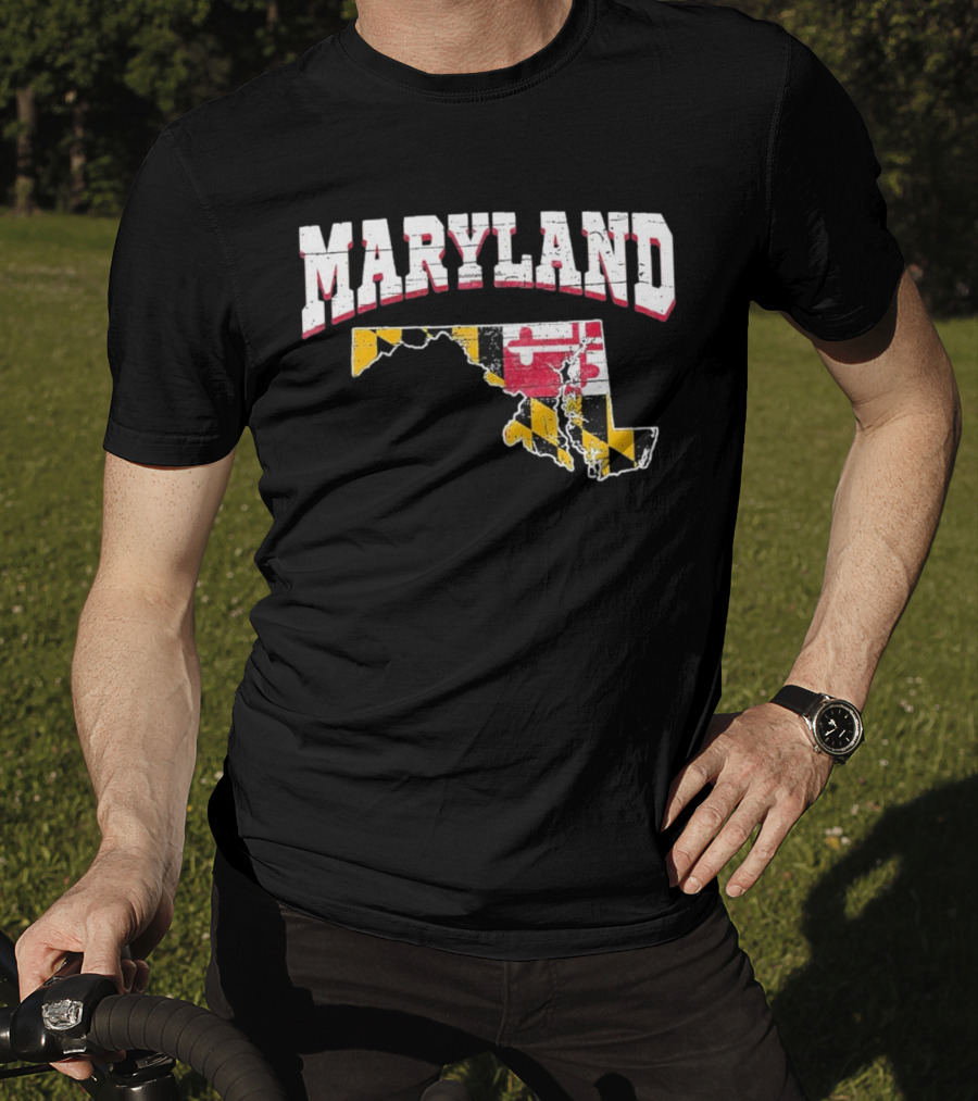 Maryland State Flag Map Proud Us Citizen America T-Shirt
