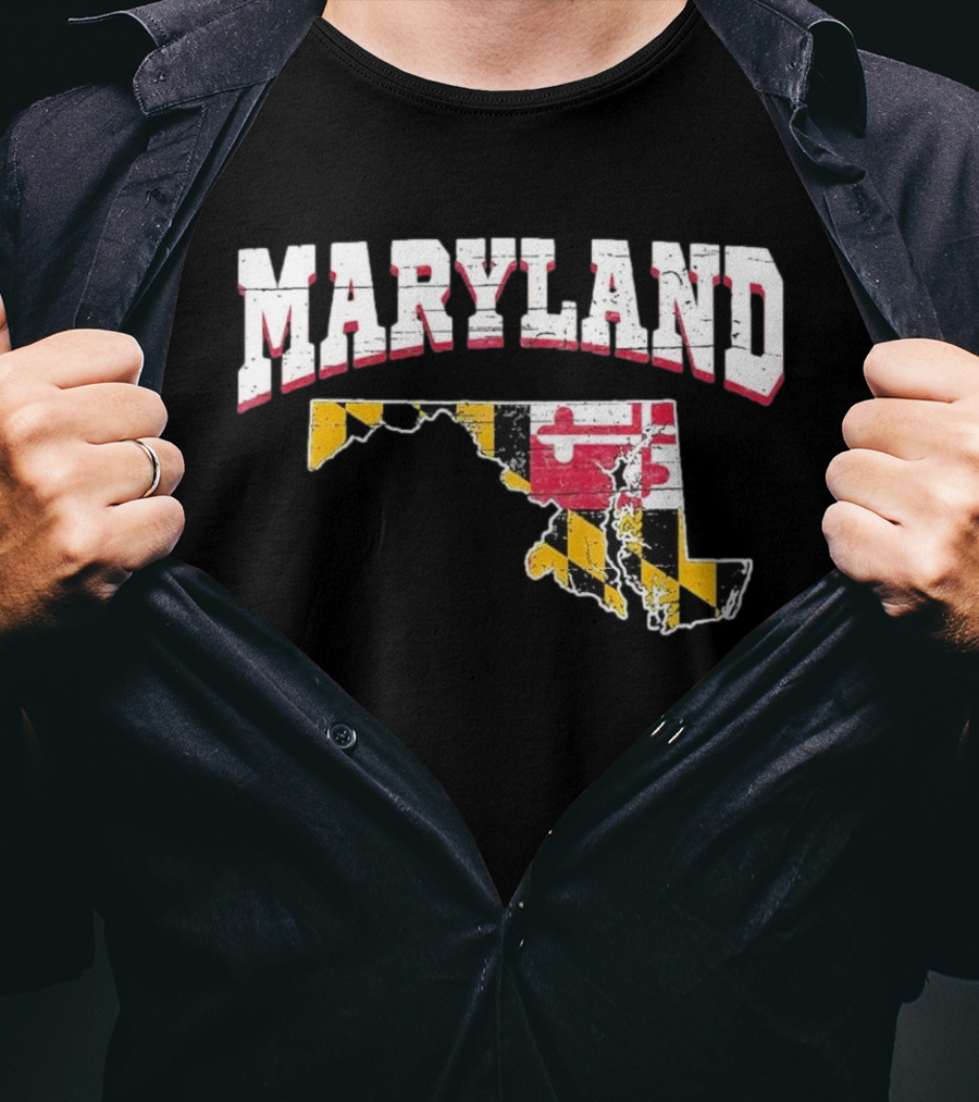 Maryland State Flag Map Proud Us Citizen America T-Shirt